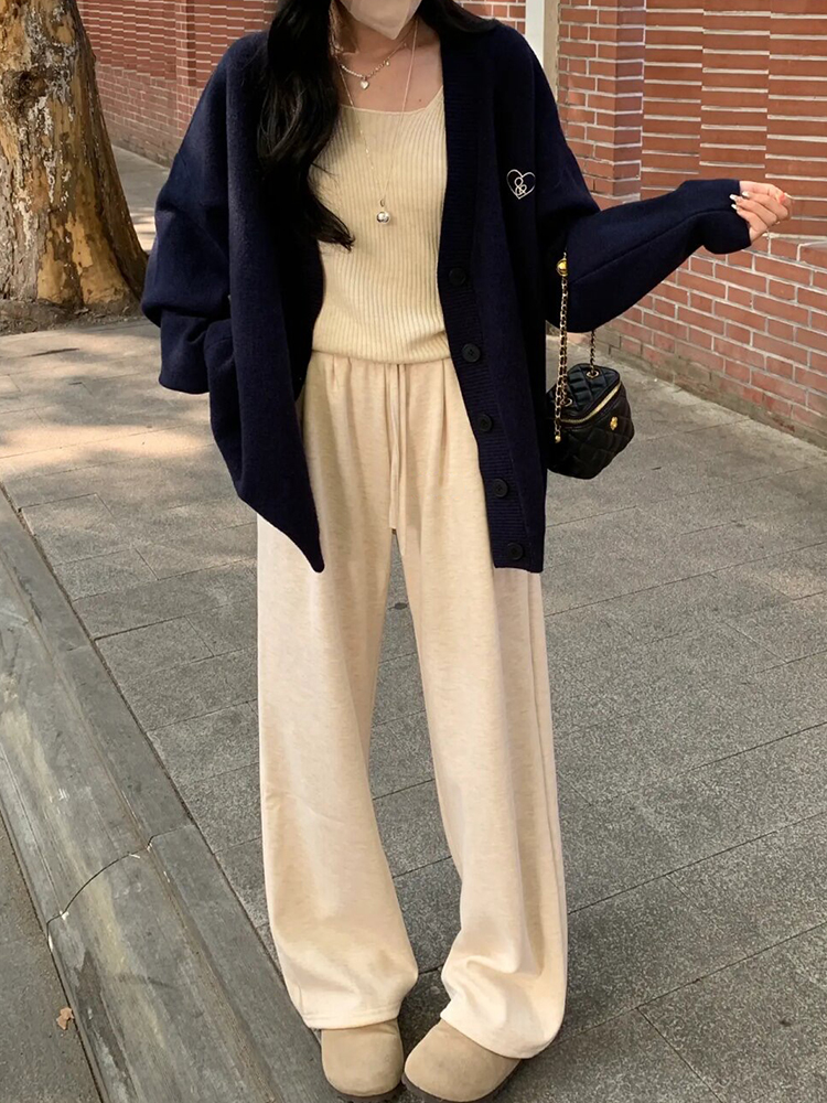 休闲杏色裤子女秋季梨形身材大码胖mm遮胯显瘦垂感阔腿直筒糯米裤,淘宝优惠券,粉丝福利购,淘宝优惠卷