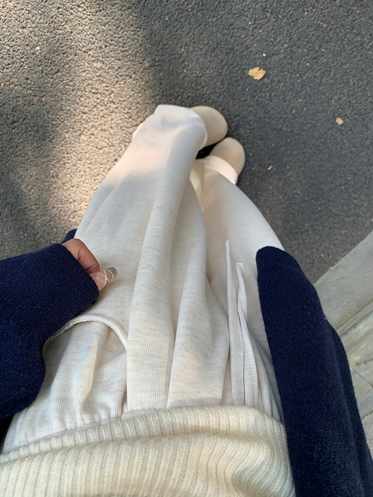 休闲杏色裤子女秋季梨形身材大码胖mm遮胯显瘦垂感阔腿直筒糯米裤,淘宝优惠券,粉丝福利购,淘宝优惠卷