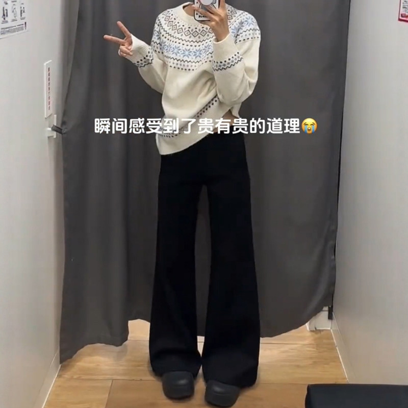 黑色运动微喇阔腿裤女款冬季休闲运动加绒裤子大码今年流行梧桐裤,淘宝优惠券,粉丝福利购,淘宝优惠卷