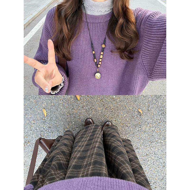 美拉德格子半身裙女长款设计感大码胖mm遮肚藏肉a字秋季大摆裙子,淘宝优惠券,粉丝福利购,淘宝优惠卷