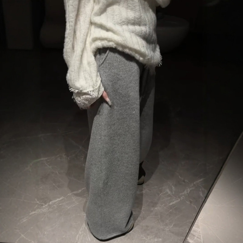 灰色休闲闪钻运动加绒裤子大码女款阔腿梨形报恩裤今年流行梧桐裤,淘宝优惠券,粉丝福利购,淘宝优惠卷