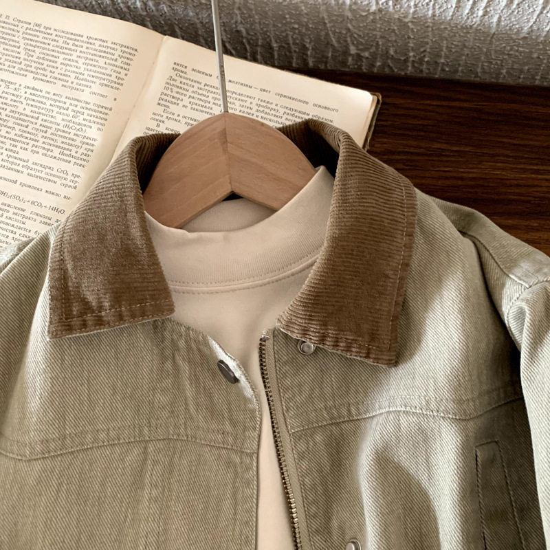 做旧翻领外套2025年新款撞色风衣男女童秋季新款拼接复古时髦上衣,淘宝优惠券,粉丝福利购,淘宝优惠卷