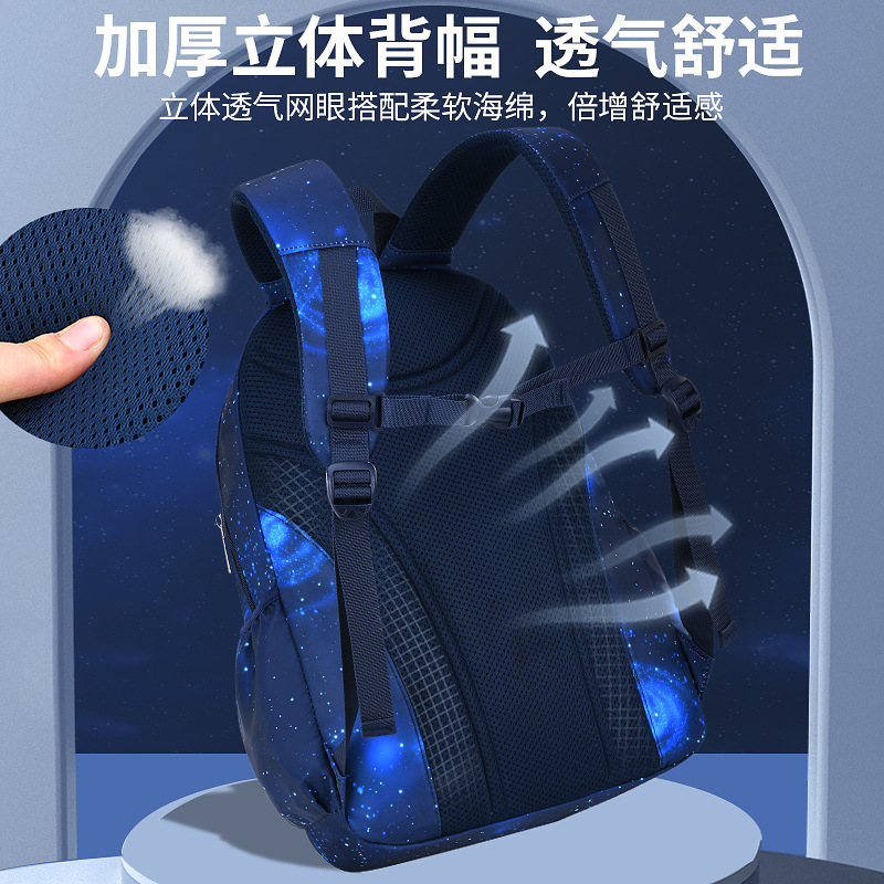 新款小学生书包 男侧冰箱式打开大容量儿童包1-3-6年级学生双肩包 - 图1