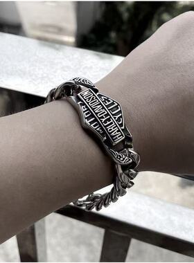 潮ins欧美钛钢潮嘻哈手链男士时尚高级感小众复古朋克霸气手饰品
