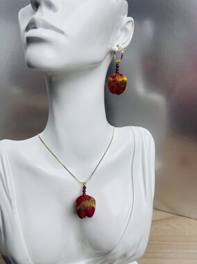 丝绸郁金香花苞吊坠高档轻奢吊坠项链配晚礼服项链重缎香云纱首饰