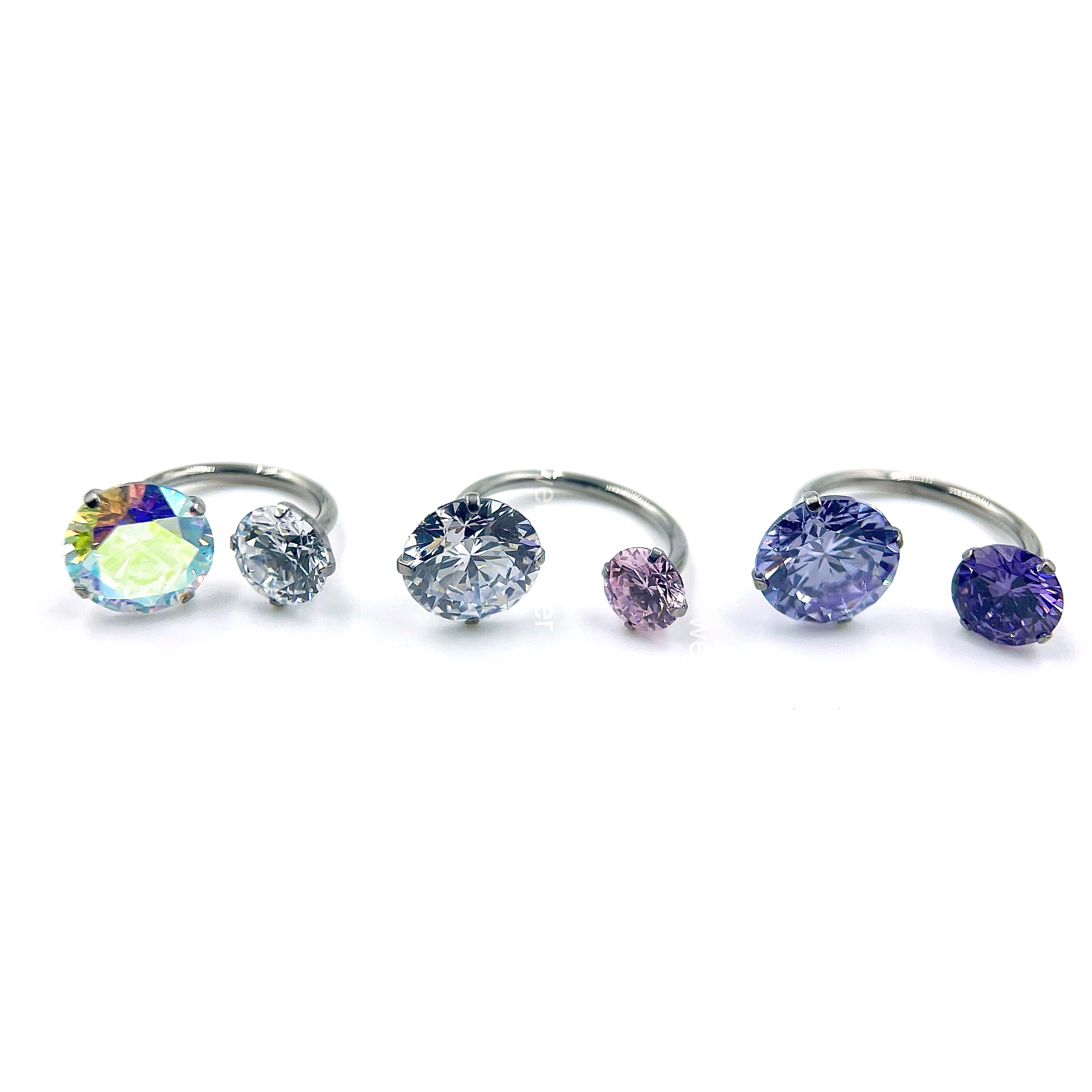 F136钛合金多色超闪马蹄环耳蜗钉耳骨钉16G双钻耳钉穿刺饰品 - 图3