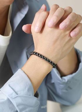 东莞钛钢圆磨正反链小众设计ins男士批发情侣手链不掉色欧美跨境