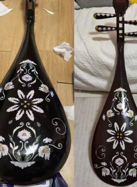 中式琵琶乐器水移画螺钿贴装饰画