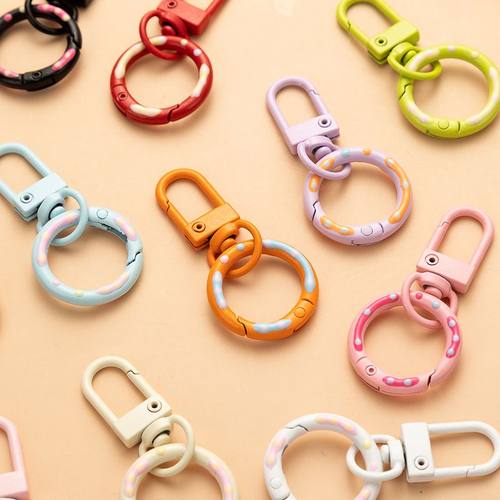 糖果色弹簧扣甜甜圈+门扣DIY材料钥匙扣环包包玩偶挂件创意小挂饰 - 图2