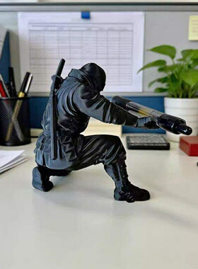3D打印忍者黑武士手办笔架打火机托举摆件创意潮玩桌面装饰笔摆件