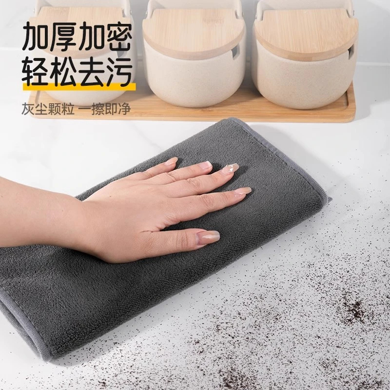 抹布保洁专用厨房家用毛巾吸水不掉毛擦桌子杯子布双面加厚百洁布 - 图0