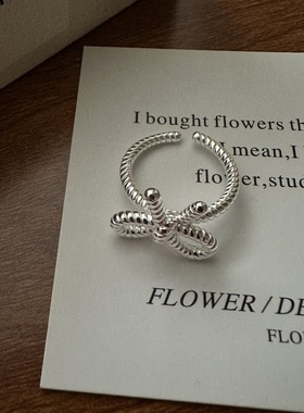 麻花戒指蝴蝶结夏尼S925纯银韩版