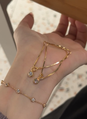 不掉色轻奢高级感镶钻泡泡手链