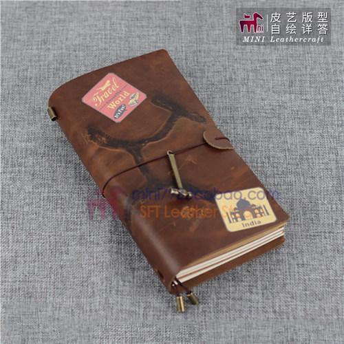 MINI皮具版型图纸免缝手账本DIY旅行TN记事本版型图纸QQW128版型. - 图2