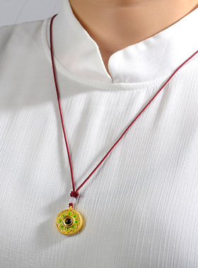 合金宝相花投影吊坠楞严咒黄财文殊种子字可定图景区文创合金吊坠