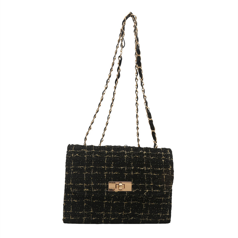 时尚小香风质感毛呢小包包女2024新款格纹小方包简约高级感斜挎包,淘宝优惠券,粉丝福利购,淘宝优惠卷