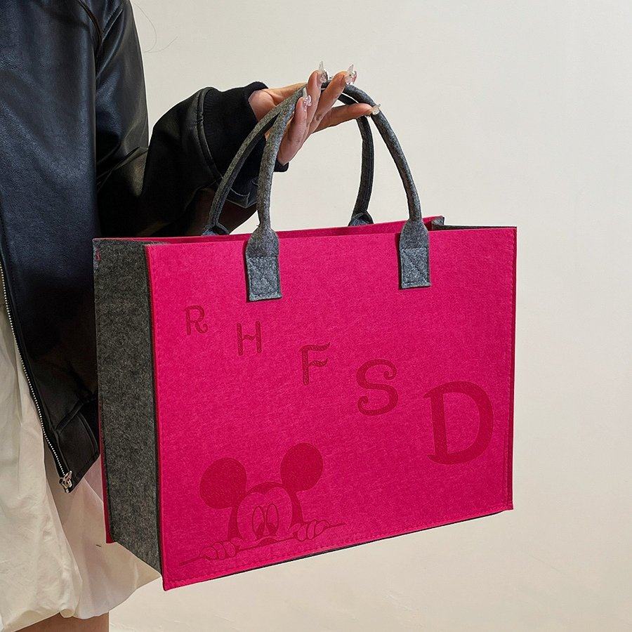 新款毛毡包手提袋定制印刷logo卡通字母手提袋大容量包包购物袋女,淘宝优惠券,粉丝福利购,淘宝优惠卷