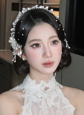 欧式复古新娘珍珠皇冠发箍头饰婚庆饰品韩式简约百搭公主冠发饰