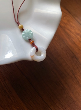 特色天然翡翠A货洒金小甜甜圈平安扣玉环钥匙包包茶宠挂件挂绳坠