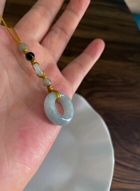 天然a货缅甸翡翠甜甜圈跑环平安扣玉环包挂汽车手机钥匙挂绳坠件