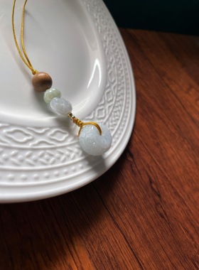 天然a货翡翠雕刻胖扣厚平安扣鼓珠财源滚滚包挂女汽车钥匙挂绳坠