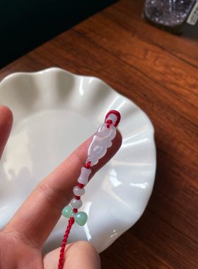 本命年天然A货翡翠祥云如意蝴蝶结手牌手工编织好运手串链红手绳