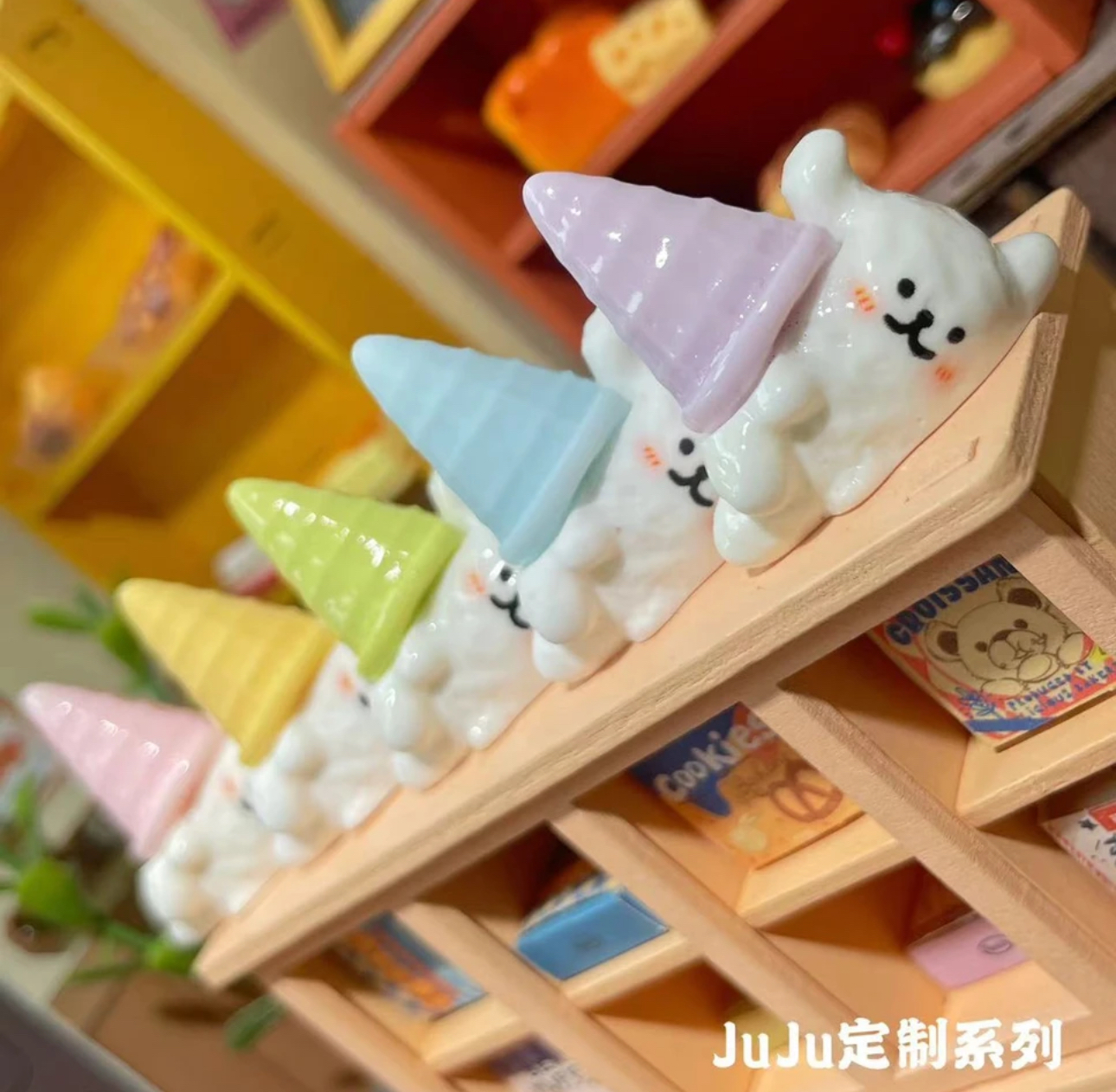 定制线条小狗冰淇淋仿真微缩卡通食玩DIY树脂饰品配件桌摆件装饰 - 图0