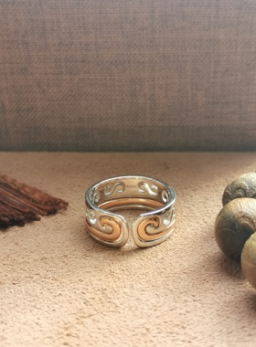 紧箍咒戒指纯银银戒宽面开口可调