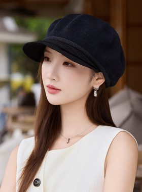 复古宽檐显脸防晒贝雷帽女春夏