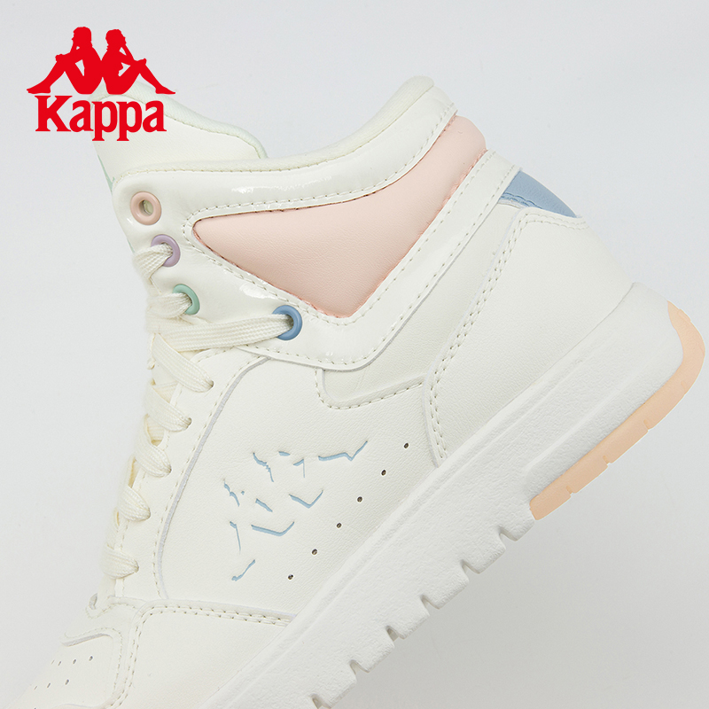 Kappa卡帕高帮板鞋冬女皮面休闲鞋运动鞋小白鞋K0B85CC12 - 图3