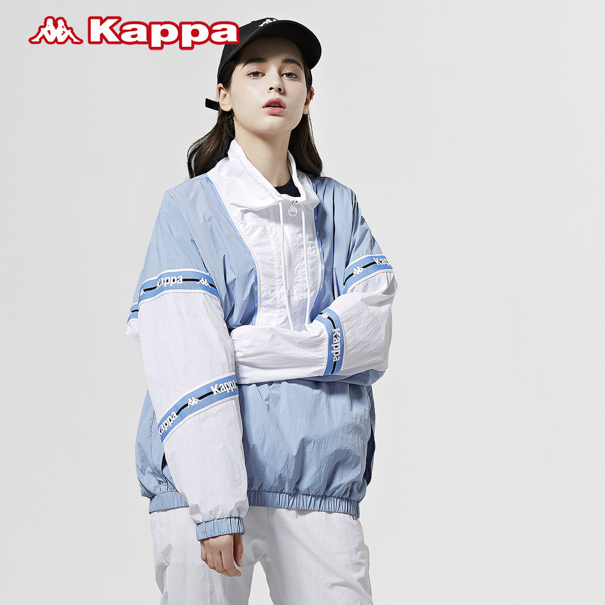 新款 卡帕串标情侣男女防风衣休闲立领外套撞色套头上衣 Kappa 2020 新款 卡帕串标情侣男女防风衣休闲立领外套撞色套头上衣 Kappa 2020