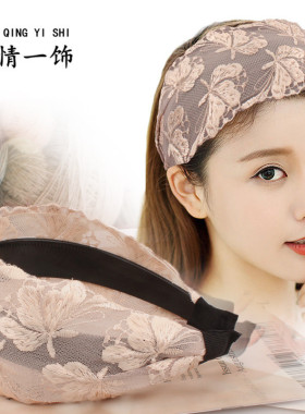 原创蕾丝宽边带齿发箍刺绣蝴碟民族风度假压发发卡发头箍女士发窟