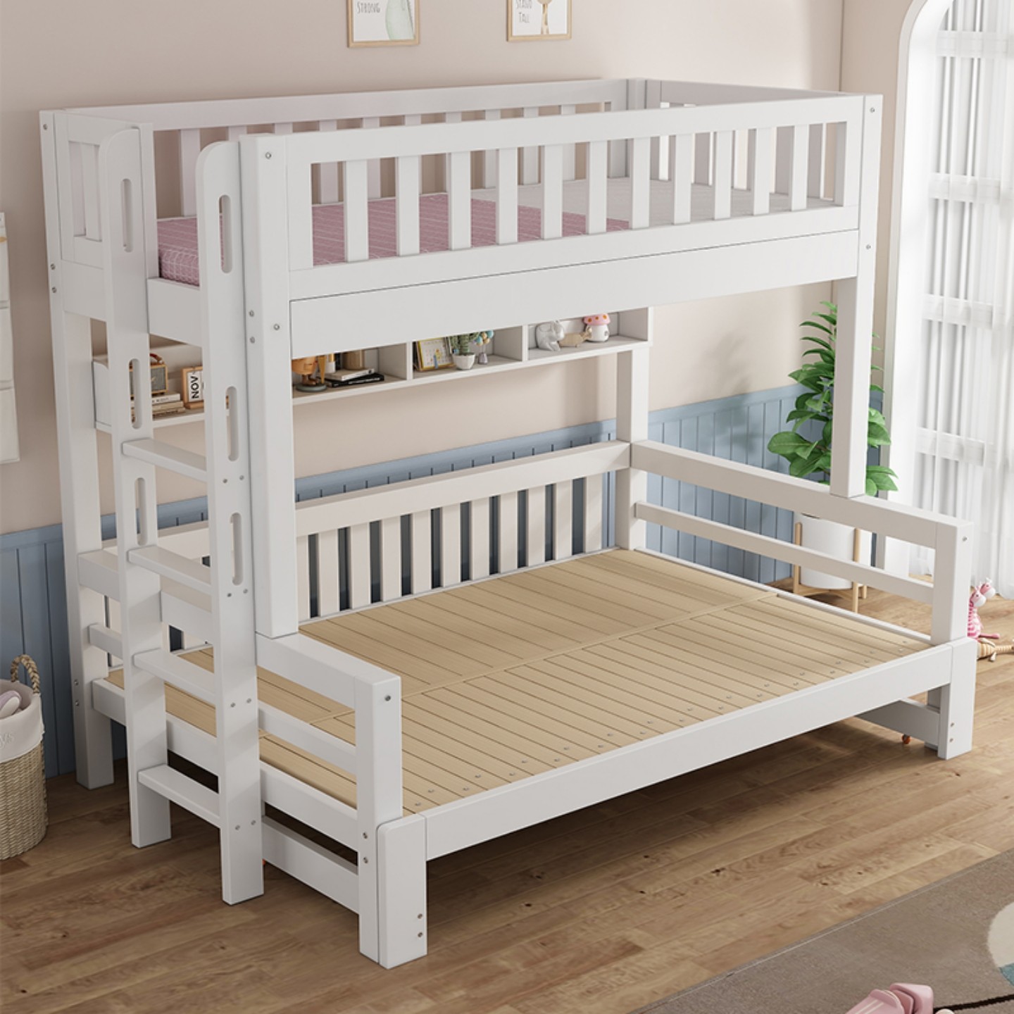 实木小户型儿童直梯上下铺高低床榉木松木抽拉上下床儿童房双层床,淘宝优惠券,粉丝福利购,淘宝优惠卷