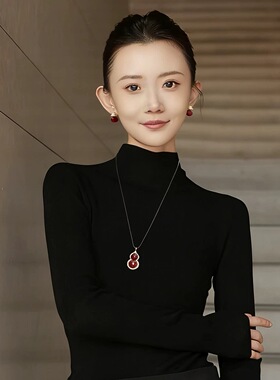 红玛瑙葫芦吊坠项链女