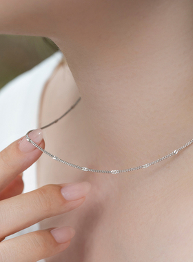 银河素链闪片项链锁骨链女