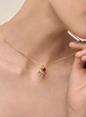 2026马年本命年红色小马项链女