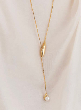 水滴珍珠长款项链锁骨链女