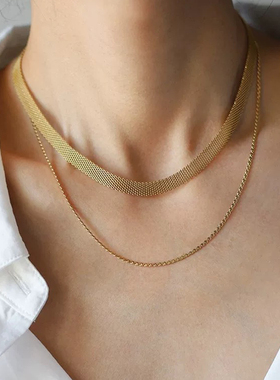 明星同款双层链条项链女