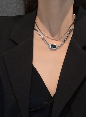 钛钢双层项链女ins冷淡风小众高级网红同款锁骨链2024新款配饰