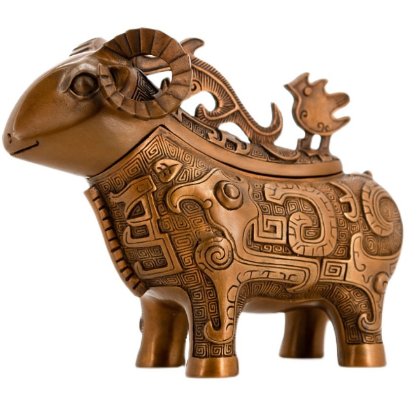 羊觥羊尊仿古青铜器中式摆件客厅家居办公室桌面青铜鼎装饰工艺品,淘宝优惠券,粉丝福利购,淘宝优惠卷