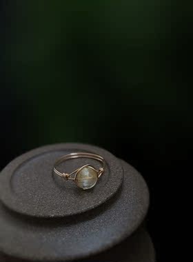 招财神器！巴西天然水晶金发晶小戒指 细指环 超强磁场财运黄水晶