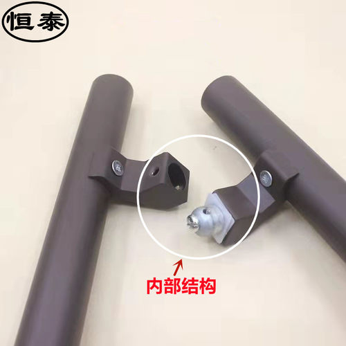 加厚圆管不锈钢玻璃门大拉手无指纹斜脚马蹄脚亚黑推拉门木门把手 - 图0