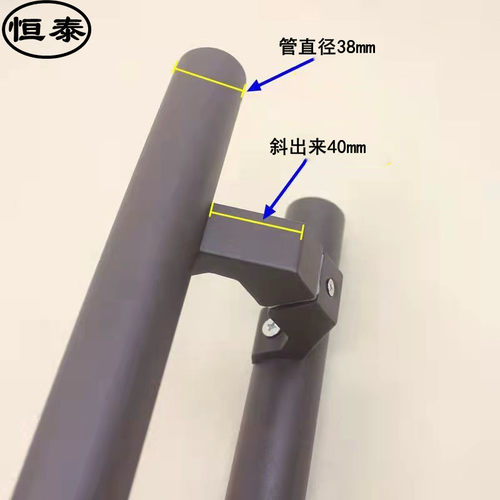 加厚圆管不锈钢玻璃门大拉手无指纹斜脚马蹄脚亚黑推拉门木门把手 - 图2