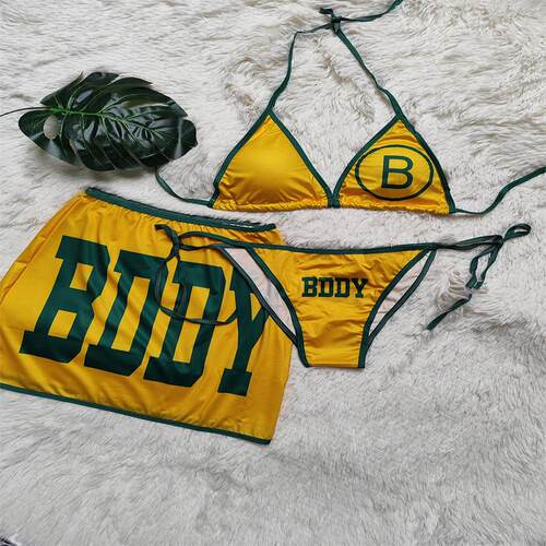 多巴胺仙气游泳衣女bikini比基尼三件套沙滩装女温泉性感泳装内衣 - 图2