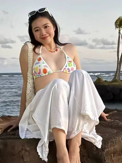 Conjunto de bikini traje de baño dividido de aguas termales cuello halter