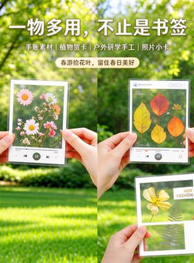 DIY透明压花落叶标本相框书签