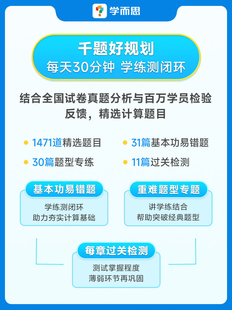 学而思秘籍刷透初中计算1000题初一初二初三七八九年级上册数学计算题专项训练高效满分易错基础强化突破练习册核心压轴题视频解析 - 图0