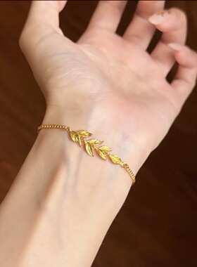【金枝玉叶麦穗项链手链】铜镀金结婚三五金订婚婚嫁金店同款