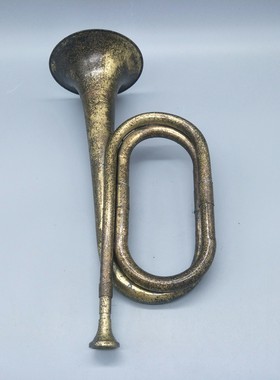 仿古纯铜军号冲锋号集结号弯喇叭铜乐器老物件铜摆件 古玩收藏