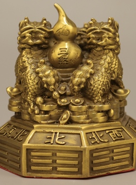 纯铜八卦麒麟摆镇摆件运财麒麟阵福禄麒麟三只麒麟家居工艺品装饰